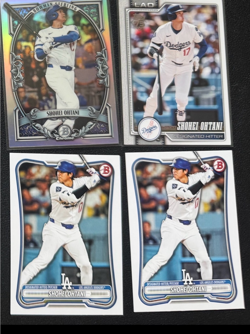 Los Angeles Dodgers Baseball Card Set - 4 Ohtani cards (bowman sterling)